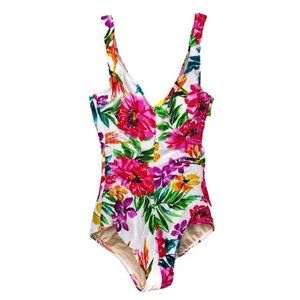 vintage tropical floral one piece bathing suit